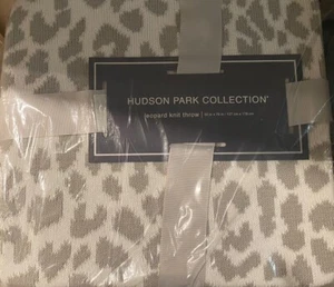 Hudson Park Collection Leopard Print Knit Throw 50" x 70" Silver - Picture 1 of 2
