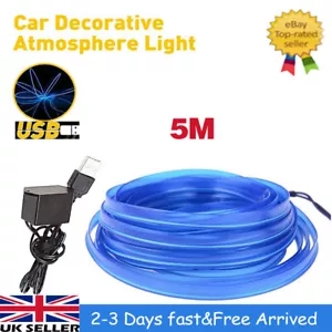 Lampada 5M LED Interni Auto EL Filo Corda Neon Luci Atmosfera Brillante Arredamento - Foto 1 di 12