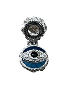 Judith Ripka .925 Sterling Silver Sapphire & Diamonique Evil Eye Sliding Charm - Picture 1 of 2