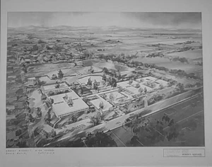 Architectural Rendering Aerial View (RIGHETTI HIGH SCHOOL) California - Negative - Picture 1 of 5