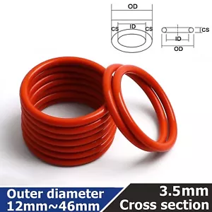 O ring-12~46mm OD X 3.5mm CS Silicone Seal O Rings O-Rings Food Grade 200℃ - Foto 1 di 9