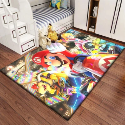 Alfombras antideslizantes para juegos Super Mario alfombrilla para dormitorio alfombra suave HD alfombras para niños Foto 1 de 4