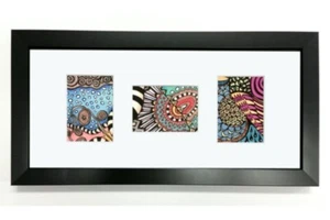 ACEO Picture Frame - fits three ATC prints - thin black wood with white matting - Picture 1 of 1