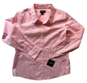 New! Liz Claiborne XL Wrinkle Free Pink Button Up Shirt Long Sleeve Cotton Blend - Picture 1 of 9