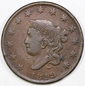 1819 1c N-7 Coronet or Matron Head Large Cent - Picture 1 of 2