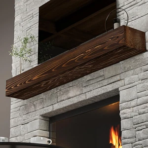 Fireplace Mantel, Handcrafted Rustic from Solid Pine, Wall-Mounted Floating Farm - Picture 1 of 1