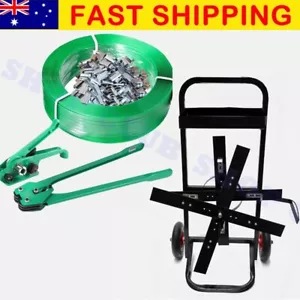 5in1 Strapping Machine Set 1.2KM Heavy Duty PET/PP Strap+1K Clip+Tools+Trolley - Picture 1 of 12