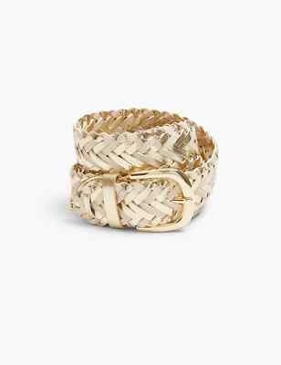 Cinturón trenzado Lane Bryant imitación cuero dorado mate talla grande 18/20 nuevo con etiquetas Foto 1 de 2