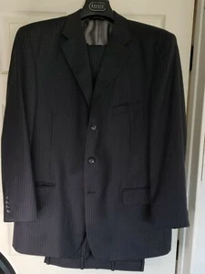 Suit 2 Piece Wool Dark Blue By MARTINO Super 120's R 2xl jacket 48 pants 42 x 28 - Picture 1 of 12