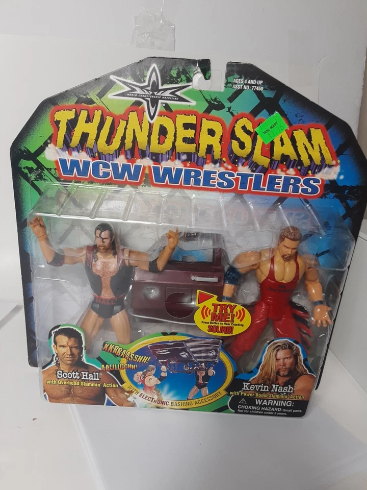 WCW Thunder Slam Wrestlers Scott Hall & Kevin Nash Figures ToyBiz 2000