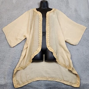 Jaded Gypsy One Size Open Front Kimono Cardigan Beige Crochet Sheer - Picture 1 of 10