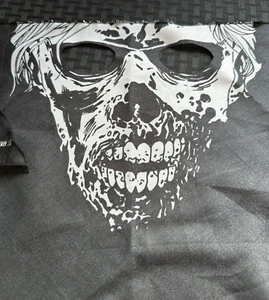 New Full Face Mask The Walking Dead Zombie Black with Eyeholes Bandana - Picture 1 of 6