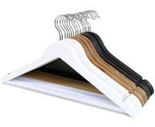 1 - 100 Stück Kleiderbügel aus Ahornholz mit rutschfesten Hosensteg in 3 Farben