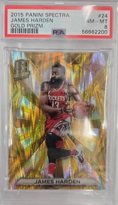 2015 spectra james harden gold prizm /10 #24 PSA 8 - Image 1 of 2