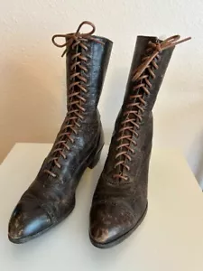 Steampunk Boots Edwardian Brown Leather Original Antique, Size 7 Narrow - Picture 1 of 16