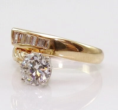 14K Yellow Gold 1.30ct Center Diamond 1.60ctw Bypass Engagement Ring Sz 7.5 LMH2 - Image 1 of 4