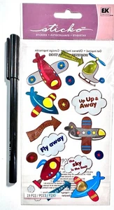 Sticko Foil Fly Boy Airplanes Stickers Scrapbooking Embellishment Card - Picture 1 of 1