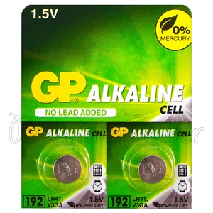 2 x GP Alkaline 192 LR41 batteries 1.5V V3GA 192A GP192 SR41SW SR41 - Picture 1 of 1