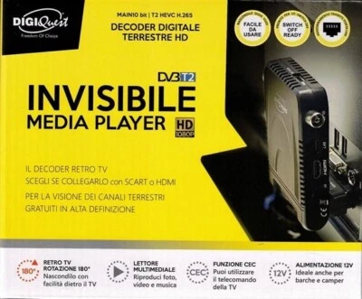 DECODER DIGITALE TERRESTRE HD DIGIQUEST A SCOMPARSA SCART, USB, FUNZIONE CEC - Immagine 1 di 2