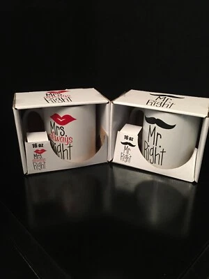 NUEVO 16oz Mr. Mrs. Tazas de café derechas regalo aniversario boda bonitas tazas de té grandes Foto 1 de 3