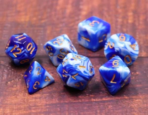 Azure Soulstorm 7 dadi set giochi di ruolo Poly DND Dungeons Dragons Pathfinder d20 AD&D B - Foto 1 di 5
