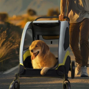 Folding Portable Dog Stroller Pet Pushchair Collapsible Dog Travel Crate for Car - Picture 1 of 14