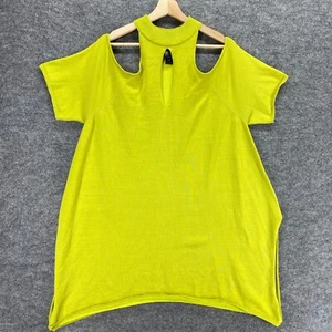 Ashley Stewart Sweater Women 18/20 Yellow Pullover T-Shirt Open Shoulders Knit - Picture 1 of 12