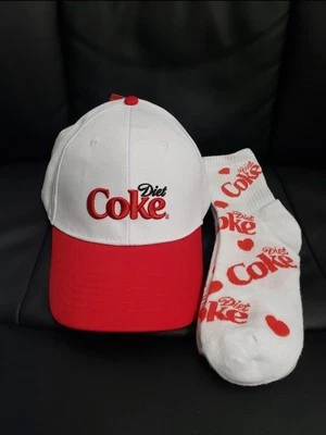 Diet Coke adjustable baseball Hat with 2 pairs of Diet Coke mid-crews socks - Image 1 of 4