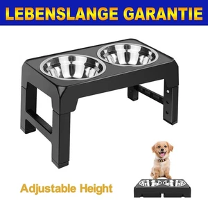 Hundenapf, Futternapf für Hunde, Höhenverstellbar, mit 2 Edelstahl-Schüsseln - Bild 1 von 11