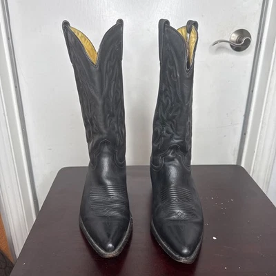 Rudel Western Cowboy Men’s Size 9 EE Leather Boots Black Embroidered Stitched - Image 1 of 4