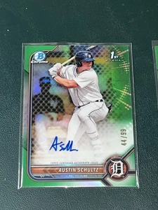 2022 Bowman Chrome Austin Schultz GREEN /99 AUTOGRAPH - Picture 1 of 2