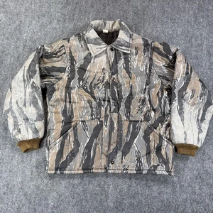 Vintage Tiger Stripe Camouflage Jacket Mens Large Camo Quilted Liner Hunting 80s - Picture 1 of 19