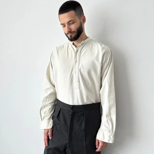 30er Jahre antikes europäisches "Eton" Kleid weißes kragenloses Hemd Größe L - Bild 1 von 8