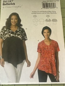 Blusa Top Camisa Butterick Patrón Costura B6187 Miss Talla XS-XL Diseñador Sin Cortar - Imagen 1 de 6