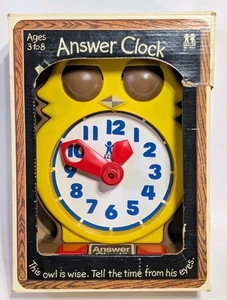 Vintage TOMY Answer Clock No. 1004 Owl Time-Telling Toy w/ Box 1975 Age 3-8 - Picture 1 of 8