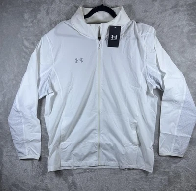 Under Armour Jacket Mens XL White Full Zip Lightweight Stretch Mesh Panels Gym — 第 1/4 张图片