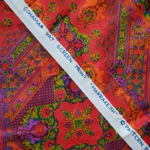 Vtg Cohama Vat Screen Print Marrakesh MCM Upholstery Drapery Fabric 144" X 52" - Picture 1 of 16