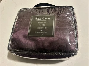 Wrinkle Free, Cal king Satin Sheet Set amethyst - Picture 1 of 2