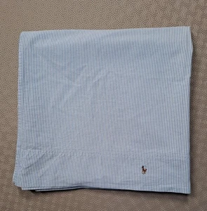 Lenzuolo piatto Ralph Lauren 100% cotone blu gessato logo ricamato 98" per 66" - Foto 1 di 6