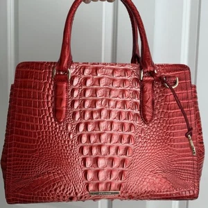 Brahmin Small Finley Satchel Embrace Red Ombre Melbourne Leather - Picture 1 of 8