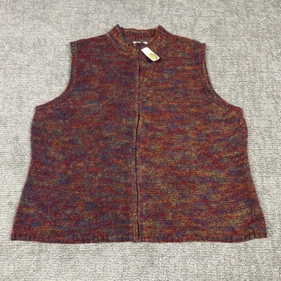 Talbots Sweater Vest Womens 3X Wool Blend Zip Up Maroon Blue Yellow Colorful New - Image 1 of 4