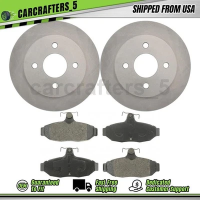 Conjunto de pastilhas de freio traseiras rotores de freio a disco para 1987 1988 Ford Thunderbird 2.3L - Imagem 1 de 4