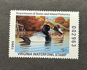 WTDstamps - 1994 VIRGINIA - LotP - State Duck Stamp - Mint OG NH - Picture 1 of 2