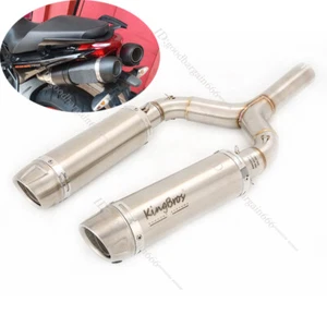 For Aprilia Shiver 750 2008-2017 Exhasut Tips Dual Outlet Mid Pipe 51mm Mufflers - Picture 1 of 10