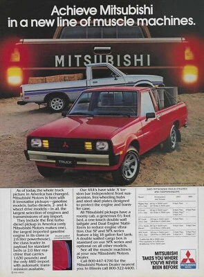 Mitsubishi Pickup Truck Magazine Ad Mighty Max S SP SPX 1983 2,3 turbo diésel 83 Foto 1 de 3