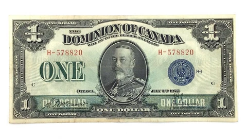 1923 One 1 Dollar Dominion Of Canada Prefix H Canadian Banknote L054 Cover