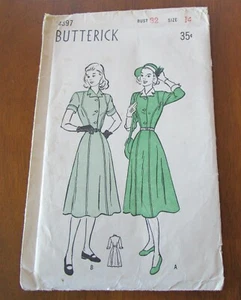 VTG 1940s BUTTERICK TEENAGE ONE PC DRESS PATTERN: SIX GORE #4397 SKIRT sz 14 - Picture 1 of 2