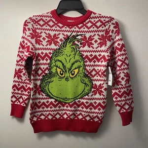 Nwot Boy's Girl's Christmas Holiday Grinch Sweater, Red Size M 8 Medium - Picture 1 of 4