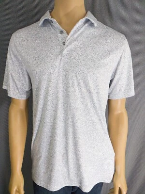 CAMISA POLO DE GOLF PGA TOUR SS Para Hombre L Blanca y Gris Punteada Geométrica SS Poliéster Foto 1 de 4
