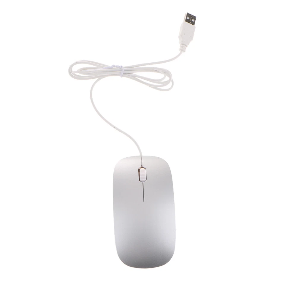   Thin Slim USB Optical Wired Mouse for PC Laptop Windows Apple- Silver - Image 1 of 4